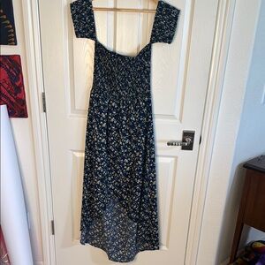 Blue and Green High-Low Sundress with Square Neck